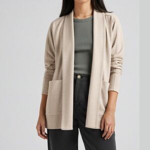 NWOT Pact Organic Cotton Airplane Cardigan Wheat heather M/L Tan Oatmeal beige